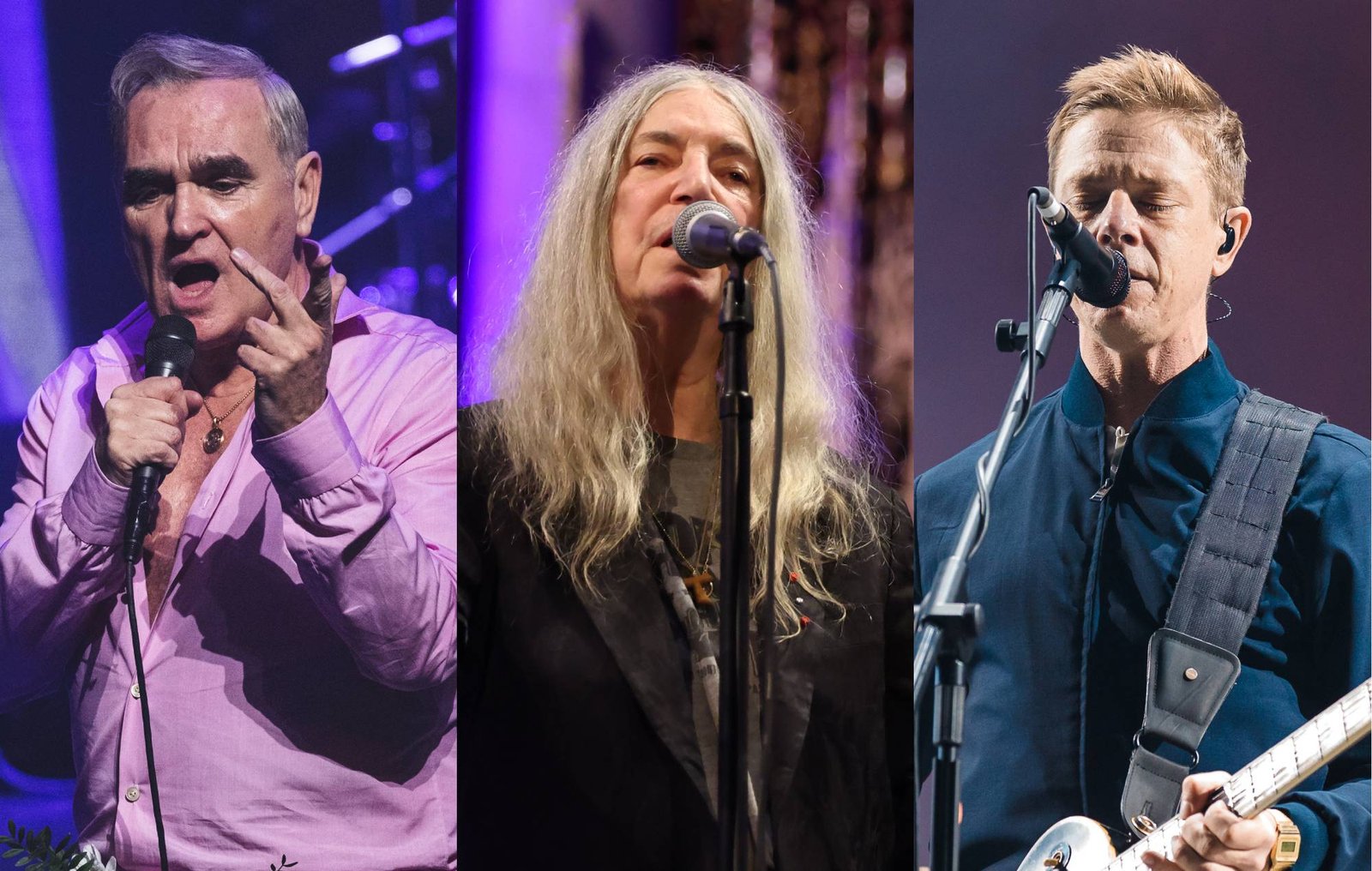 Morrissey, Patti Smith y Paul Banks de Interpol. Foto: Mariano Regidor/Rob Kim/Mauricio Santana/Getty Images