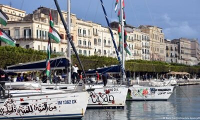 La flotilla Global Sumud zarpó de Barcelona el 12 de abril y llegó 11 días después a Sicilia, Italia. (Archivo: 23.04.2026). Imagen: Baris Seckin/Anadolu Agency/IMAGO