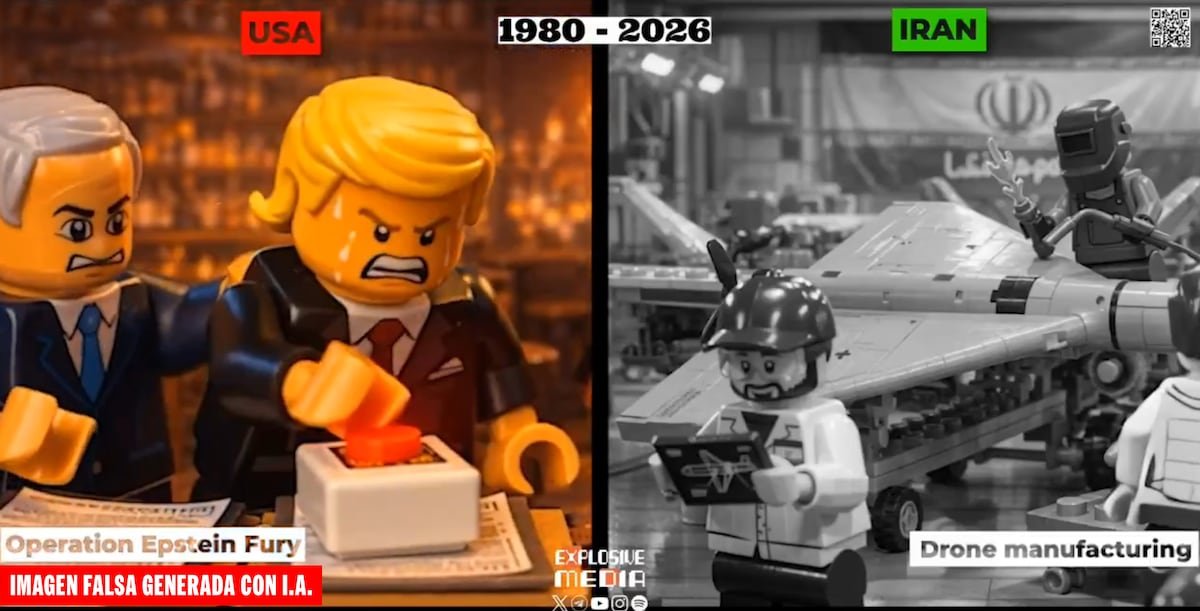 Imagen de un vídeo elaborado con muñecos de estética Lego publicada en X por la Embajada de Irán en Sudáfrica. Vídeo: epv