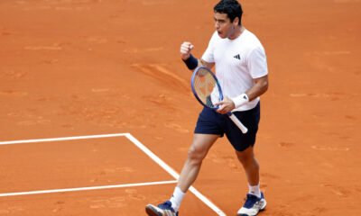 Munar celebra un punto.