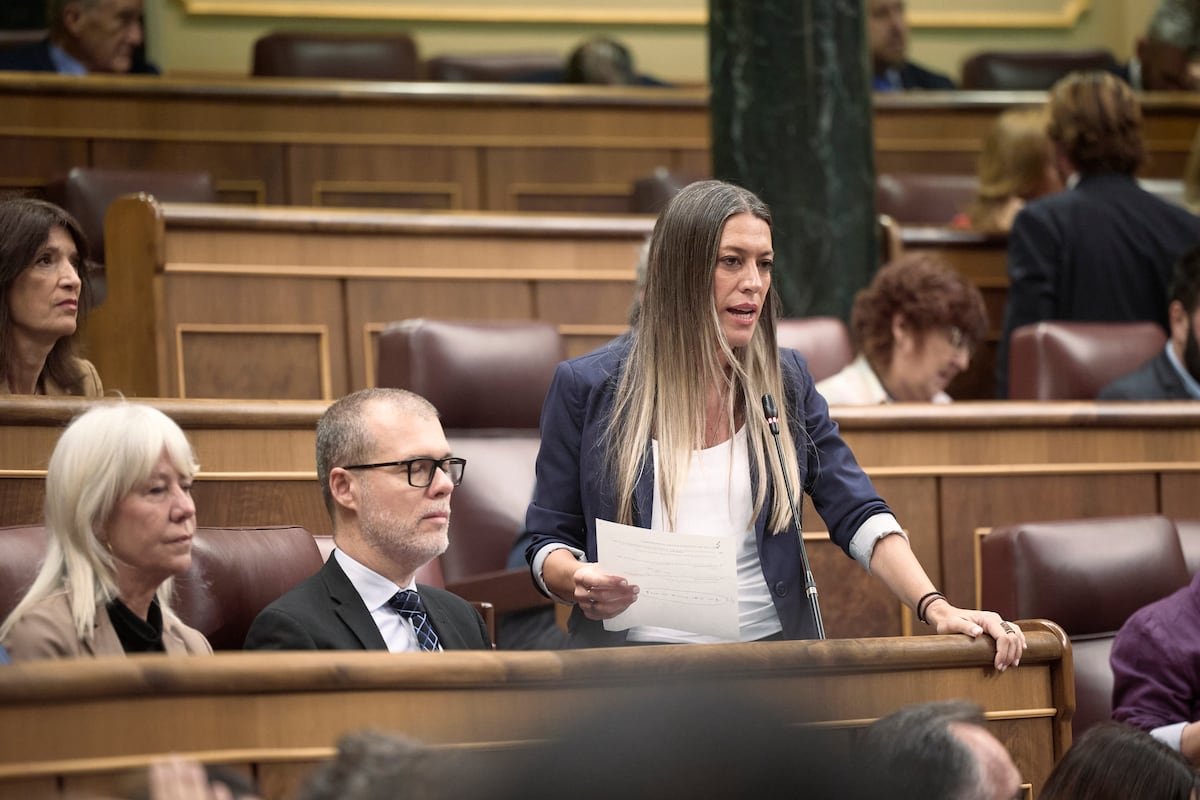 La portavoz de Junts en el Congreso, Míriam Nogueras, durante la sesión de control este miércoles. Foto: Jesús Hellín (Europa Press)