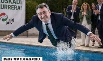 Fotomontaje hecho con IA del líder del PNV, Aitor Esteban, publicado por el PSE/EE en su cuenta en X.
