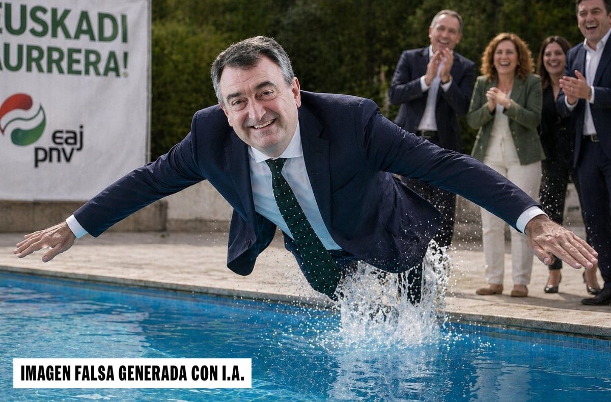Fotomontaje hecho con IA del líder del PNV, Aitor Esteban, publicado por el PSE/EE en su cuenta en X.