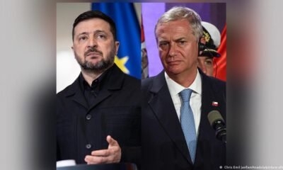Zelenski (izquierda en la imagen) también recordó que en mayo se celebrará una cumbre sobre los niños ucranianos secuestrados por el régimen ruso. "Contamos con la participación de Chile", dijo a Kast (derecha) Imagen: Chris Emil Janßen/Anadolu/picture alliance