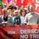 Por Andalucía — Unai Sordo, Pepe Álvarez, Yolanda Díaz y María Jesús Montero, este viernes en la manifestación por el día del trabajador en Málaga. Foto: Álvaro Cabrera