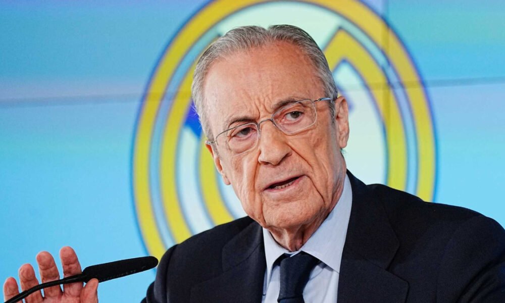 Florentino Pérez, presidente del Real Madrid, critica duramente a los medios durante una conferencia de prensa. Foto: EFE