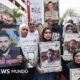 ley pena muerte — Manifestantes palestinos sostienen fotos de palestinos encarcelados durante una manifestación en Ramala, Cisjordania, para conmemorar el Día de los Presos y protestar contra la aprobación por parte del parlamento israelí de una nueva ley de pena de muerte para palestinos condenados por ataques mortales. 19 de abril de 2026.