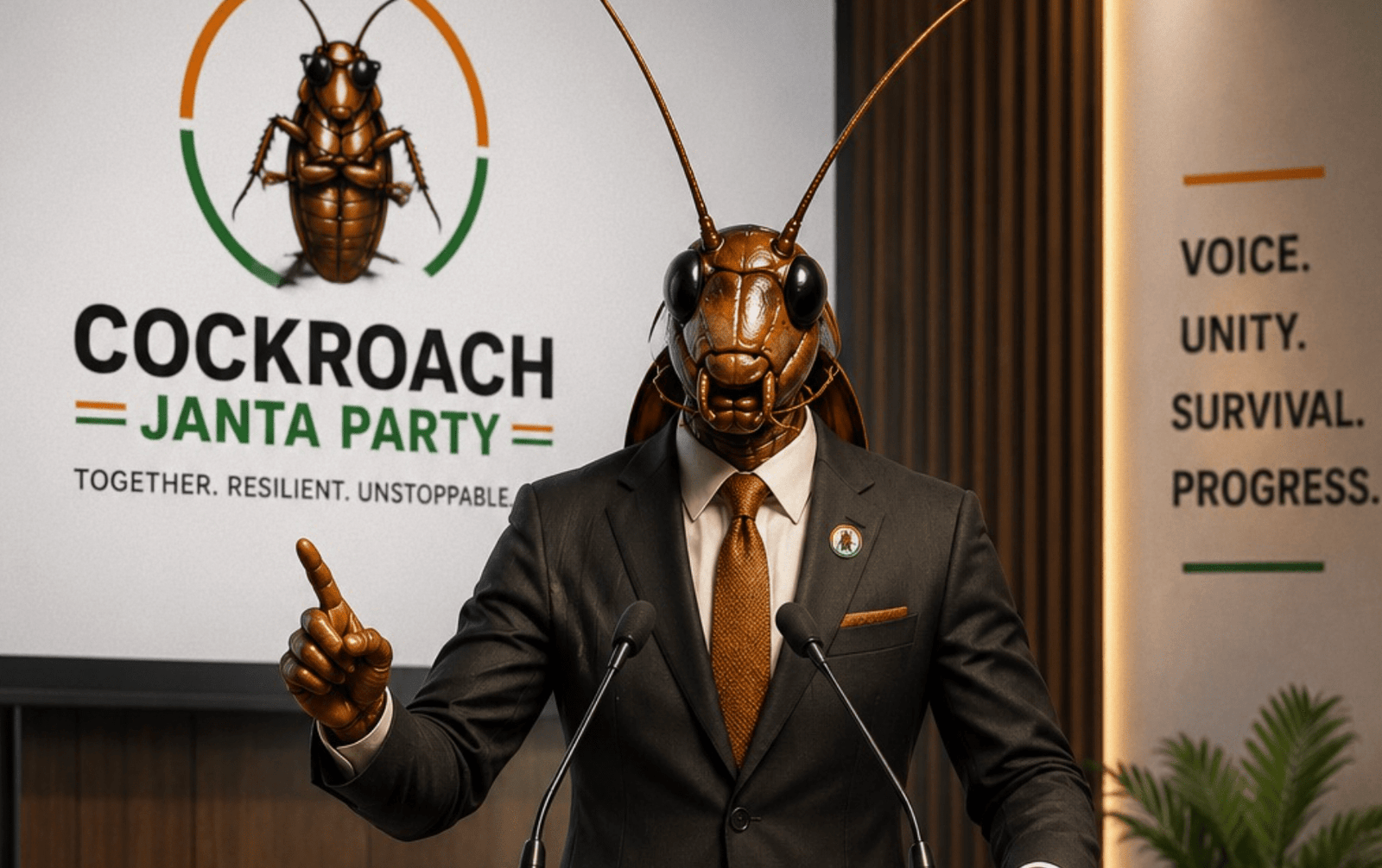 Juez supremo — Imagen de la cobertura sobre ‘Cockroach Janta Party’: Top Indian judge’s comment sparks satire, protest. Foto de: Screengrab/cockroachjantaparty.org