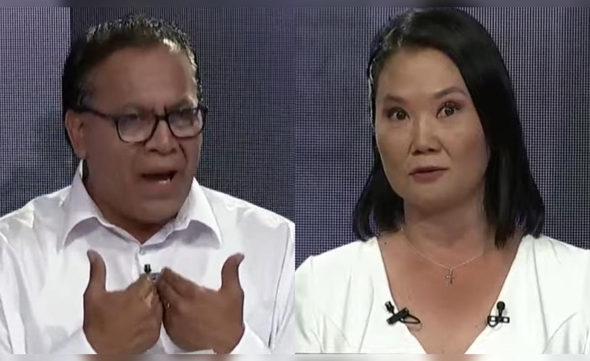 Los panelistas debaten sobre temas políticos, con Roberto Sánchez respondiendo a Keiko Fujimori. Foto de: La República