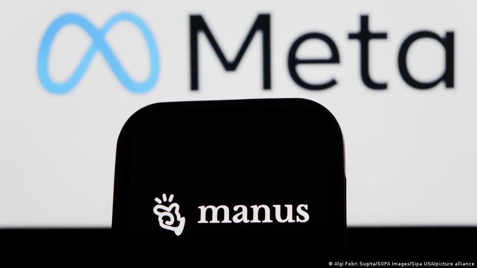 empresas occidentales — Logotipos de las empresas Manus y Meta.. Tomada por: DW Español