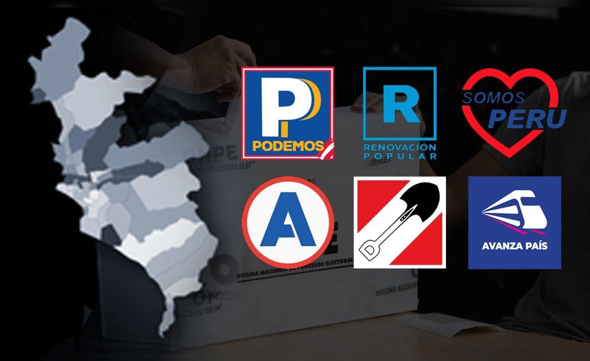 reelección encubierta — Logotipos de diversos partidos políticos peruanos que compiten en el escenario electoral local de Lima. Foto de: La República
