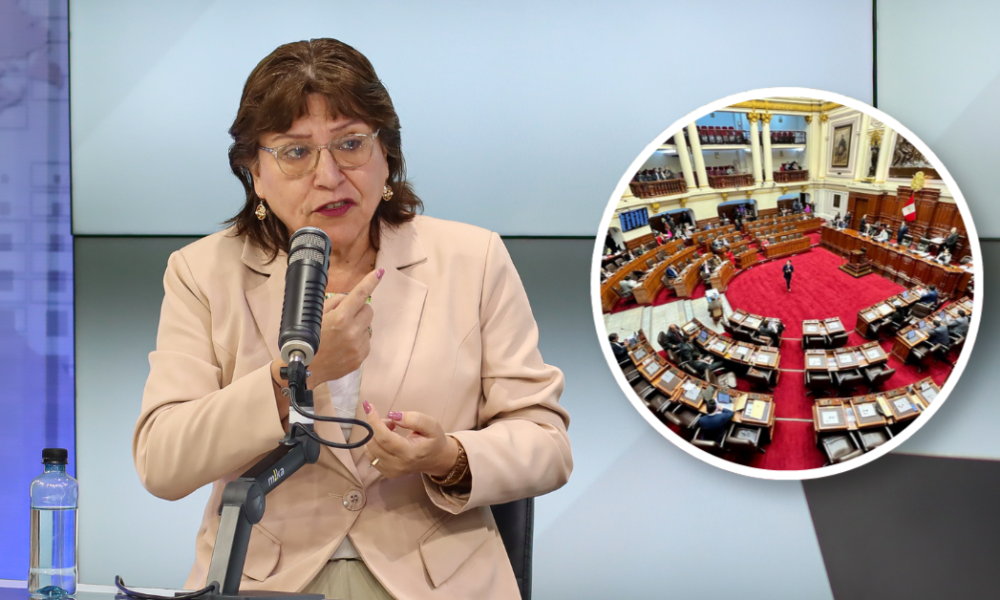 Delia Espinoza durante una transmisión en la que se aborda su apelación contra la inhabilitación de la función pública. Foto de: Exitosa Noticias