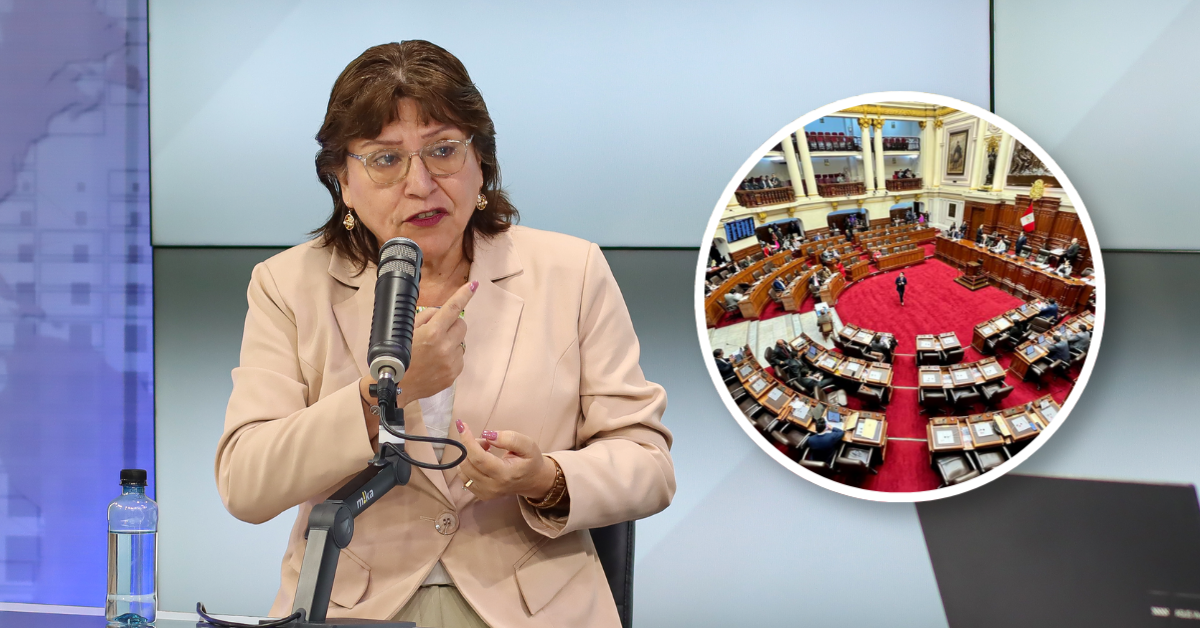 Delia Espinoza durante una transmisión en la que se aborda su apelación contra la inhabilitación de la función pública. Foto de: Exitosa Noticias