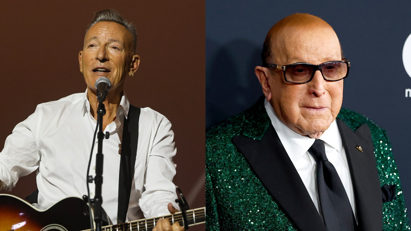 Bruce Springsteen y Clive Davis aparecen en imágenes contiguas tras el anuncio de que Springsteen recordó la influencia del productor en su carrera. Foto de: Rolling Stone