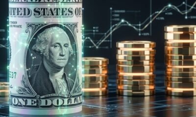 precio dólar Perú — Representación gráfica del valor del dólar estadounidense y monedas de oro frente a gráficos financieros para ilustrar la cotización del tipo de cambio. Foto de: Exitosa Noticias