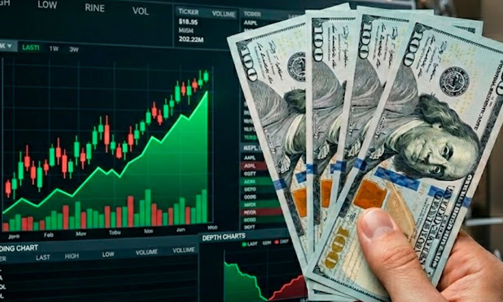 cotización dólar Perú 22 junio — Gráfico de fluctuación del tipo de cambio y billetes de 100 dólares que ilustran la cotización de la moneda estadounidense en Perú. Foto de: Exitosa Noticias