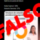 simulacro votación — Captura de pantalla que muestra un gráfico de encuestas y el texto "FALSO" sobre la supuesta simulación de votación a favor de Keiko Fujimori. Foto de: IDL-Reporteros