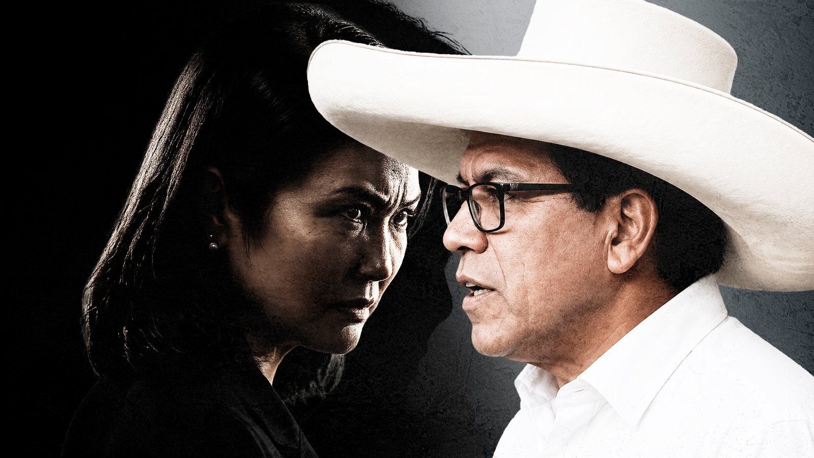 dilema político peruano — La actriz de la serie 'El dilema peruano' aparece en un primer plano junto a un hombre con sombrero y lentes. Foto de: IDL-Reporteros