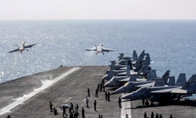 Estados Unidos — Aviones de combate estadounidenses operan en el mar tras los ataques a instalaciones militares iraníes en la región del Estrecho de Ormuz. Foto de: news.google.com
