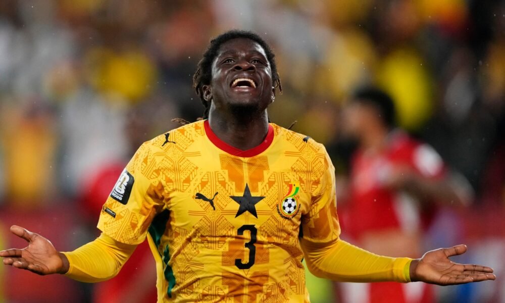 Ghana gana dramáticamente — El jugador Caleb Yirenkyi celebra tras anotar el gol de la victoria para Ghana contra Panamá en el Mundial. Foto de: Kevin Sousa/Reuters