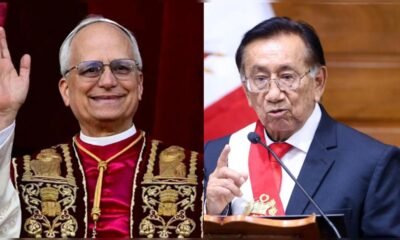 juicio contra Balcázar — Dos hombres con vestimentas ceremoniales y gafas son mostrados en un montaje de dos imágenes. Foto de: La República