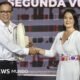 Durante un debate presidencial en Perú, los candidatos Roberto Sánchez y Keiko Fujimori compiten por el voto popular. Foto de: Getty Images