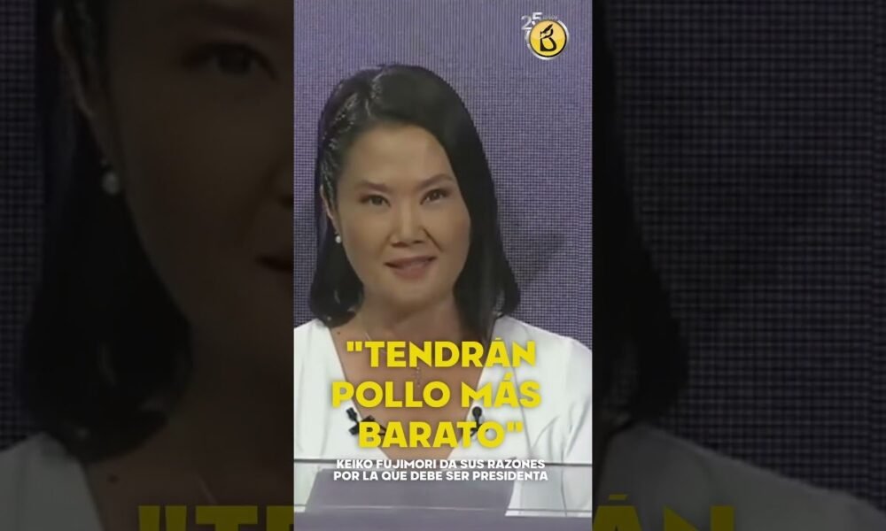 debate presidencial — Keiko Fujimori, en un evento político, promete que el precio del pollo será más bajo si es elegida presidenta. Foto de: El Búho
