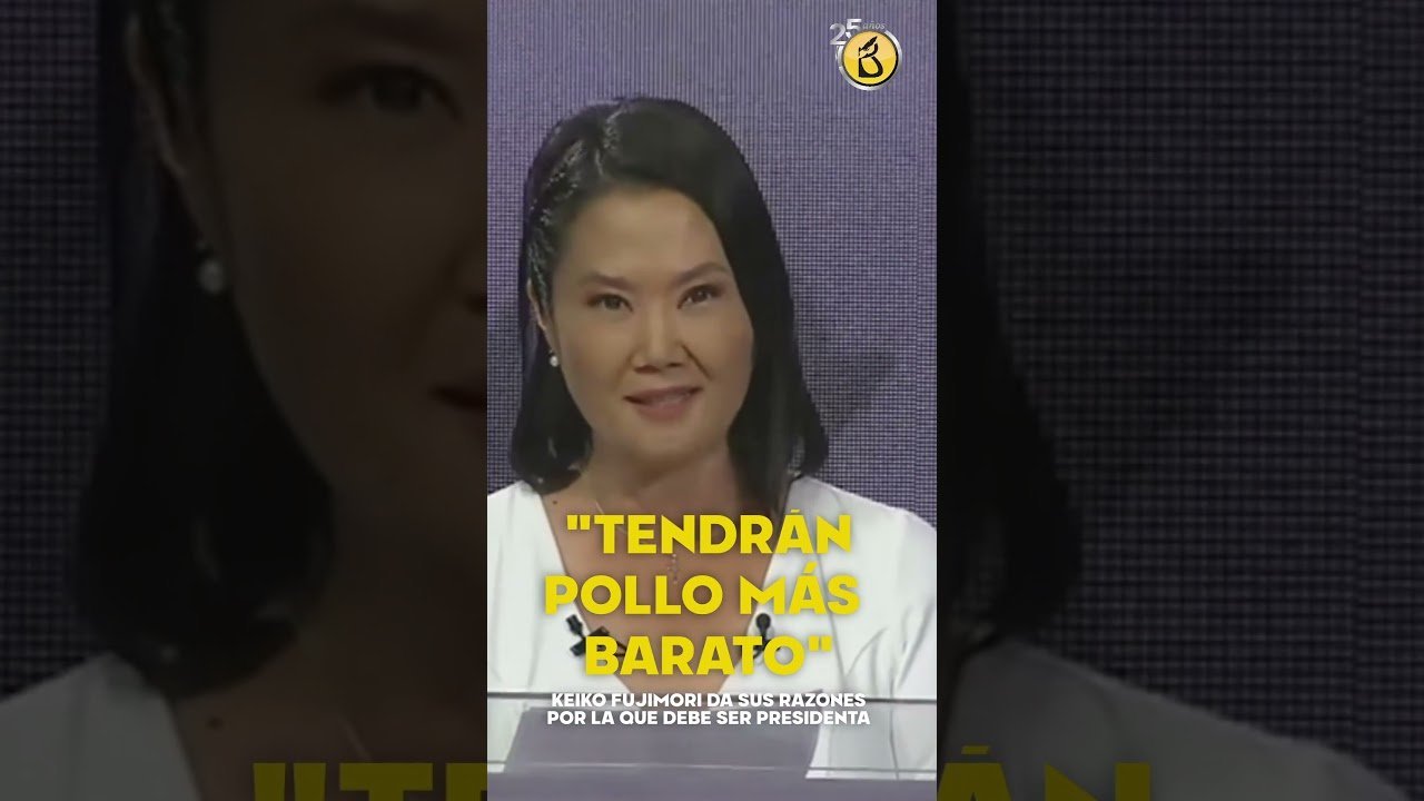 debate presidencial — Keiko Fujimori, en un evento político, promete que el precio del pollo será más bajo si es elegida presidenta. Foto de: El Búho