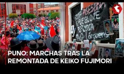 Keiko Fujimori — Se observa un banner gráfico con el texto «buhocomunidad» sobre un fondo abstracto o degradado. Foto de: El Búho