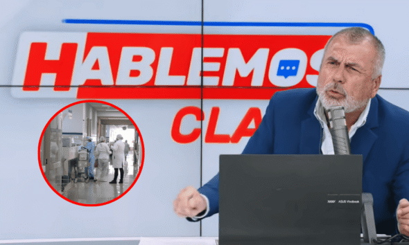 Nicolás Lúcar — Un hombre con barba y traje azul habla frente a un micrófono y una computadora, con un logo de 'Hablemos' al fondo. Foto de: Exitosa Noticias