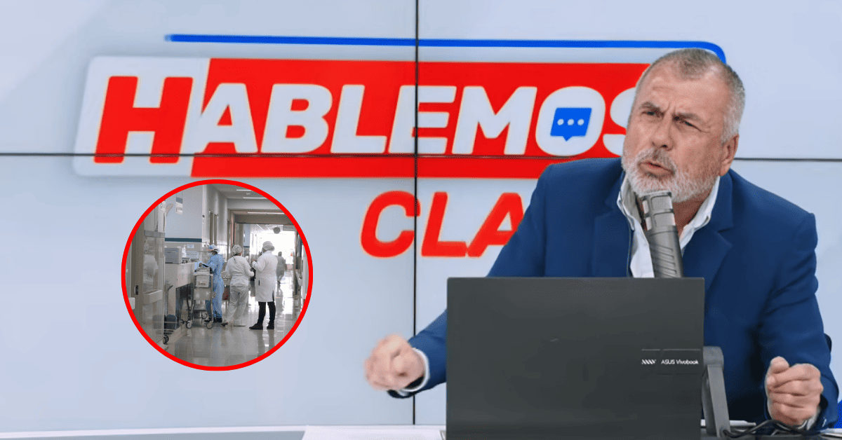 Nicolás Lúcar — Un hombre con barba y traje azul habla frente a un micrófono y una computadora, con un logo de 'Hablemos' al fondo. Foto de: Exitosa Noticias