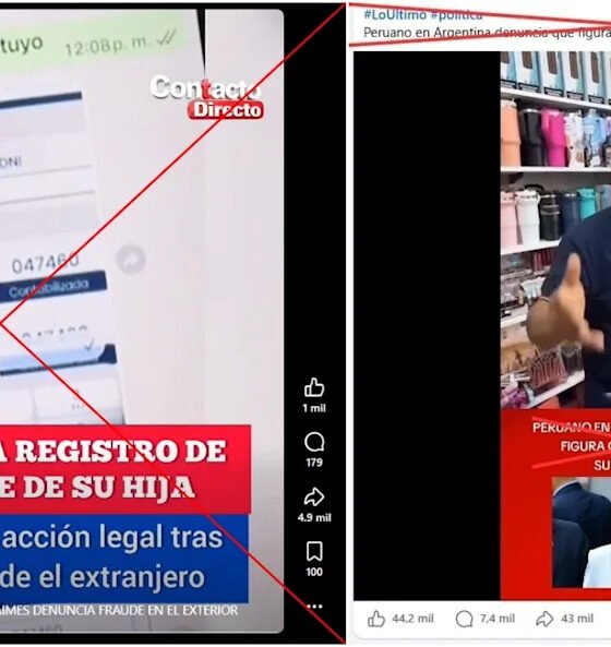 ONPE desmiente videos — Capturas de pantalla de publicaciones en Facebook que muestran el conteo de mesas de sufragio y denuncias sobre votaciones de extranjeros en Perú. Foto de: news.google.com