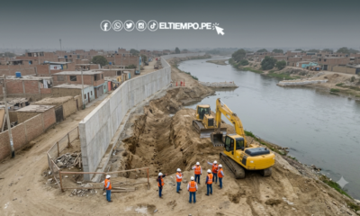 Piura enfrenta — Trabajadores y maquinaria pesada realizan labores de prevención ante las amenazas del fenómeno de El Niño en la costa de Piura. Foto de: ELTIEMPO.PE
