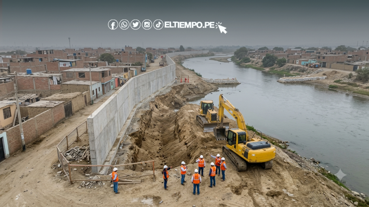 Piura enfrenta — Trabajadores y maquinaria pesada realizan labores de prevención ante las amenazas del fenómeno de El Niño en la costa de Piura. Foto de: ELTIEMPO.PE