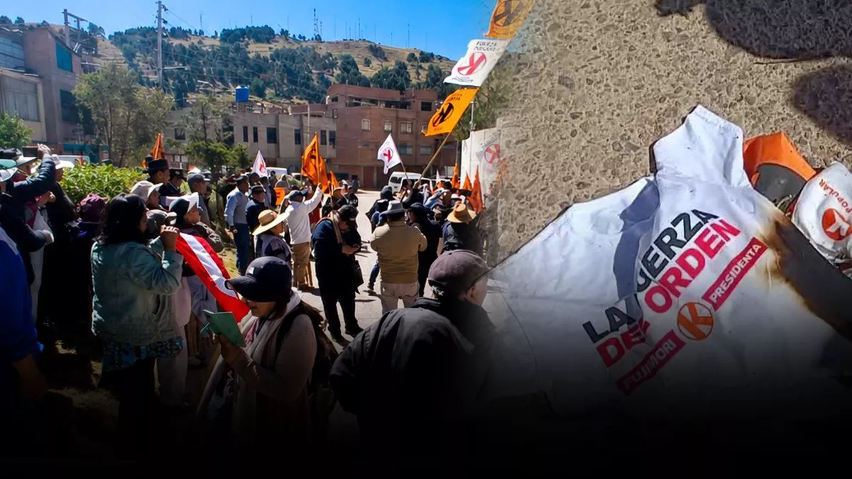 protesta contra Fuerza Popular Puno — Imagen de la cobertura sobre Protestan contra cierre de campaña de Fuerza Popular en Puno (VIDEO). Foto de: El Búho