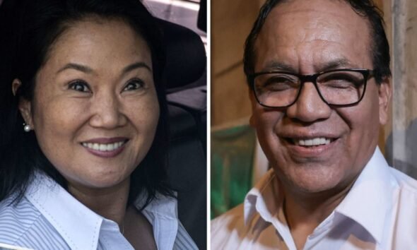 Roberto Sánchez, candidato de Juntos por el Perú, se encuentra en un evento de campaña en Lima, destacando su participación en la actual contienda electoral peruana. Foto de: Connie France/AFP via Getty Images