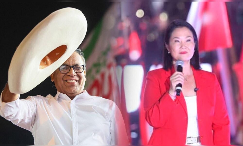 Roberto Sánchez realiza un mitin político en el Monumental de Ate, acompañado por Keiko Fujimori. Foto de: La República