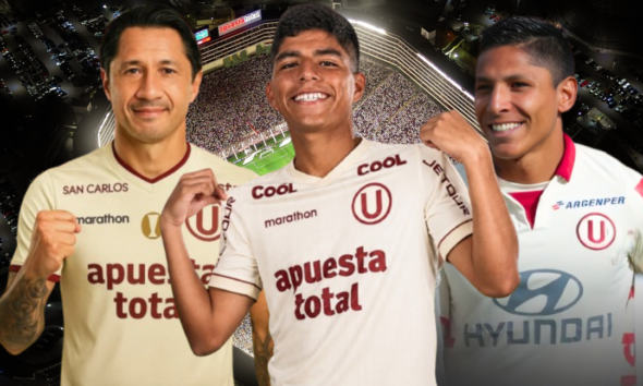 Lapadula, Quispe — Los jugadores de Universitario posan en el estadio, recordando la lluvia de goles y el contacto con Lapadula, Ruidíaz y Quispe. Foto de: Perú21