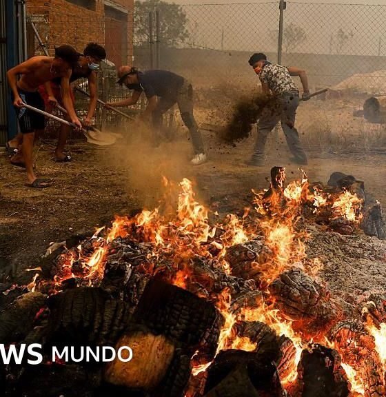incendios forestales — Alumnos de un gimnasio intentan sofocar las llamas de un incendio forestal que afectó a la provincia de Ávila en España. Foto de: Getty Images