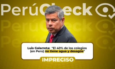 Luis Galarreta? — Imagen de verificación de datos sobre la afirmación de Luis Galarreta respecto a la falta de servicios básicos en colegios peruanos. Foto de: El Búho