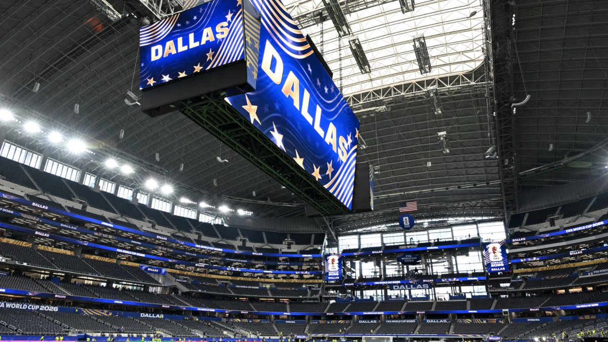 AT&T Stadium — Vista del interior de un estadio en Dallas preparado para los partidos de la Copa del Mundo. Foto de: EFE