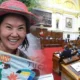 facultades legislativas Keiko Fujimori — Una mujer sonriente con un sombrero colorido sostiene una tela bordada, junto a una imagen de una sesión parlamentaria en un salón histórico. Foto de: El Búho