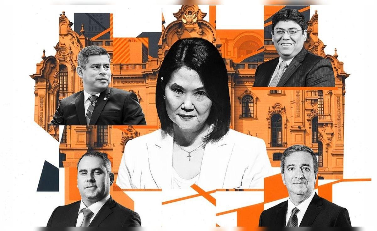 Fujimorismo ministros gabinete — Retrato gráfico de los posibles integrantes del nuevo gabinete fujimorista, incluyendo a Luis Galarreta, Rafael Belaunde y Elmer Cuba. Foto de: La República
