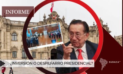 INVERSIÓN DESPILFARRO PRESIDENCIAL — El expresidente peruano Pedro Castillo aparece en una gráfica informativa sobre el debate entre inversión y despilfarro durante su gestión. Foto de: SUDACA