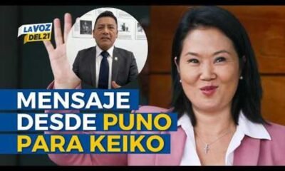 El alcalde de Puno, Javier Ponce, y la líder política Keiko Fujimori aparecen en una imagen que ilustra el mensaje de diálogo por el desarrollo. Foto de: Perú21