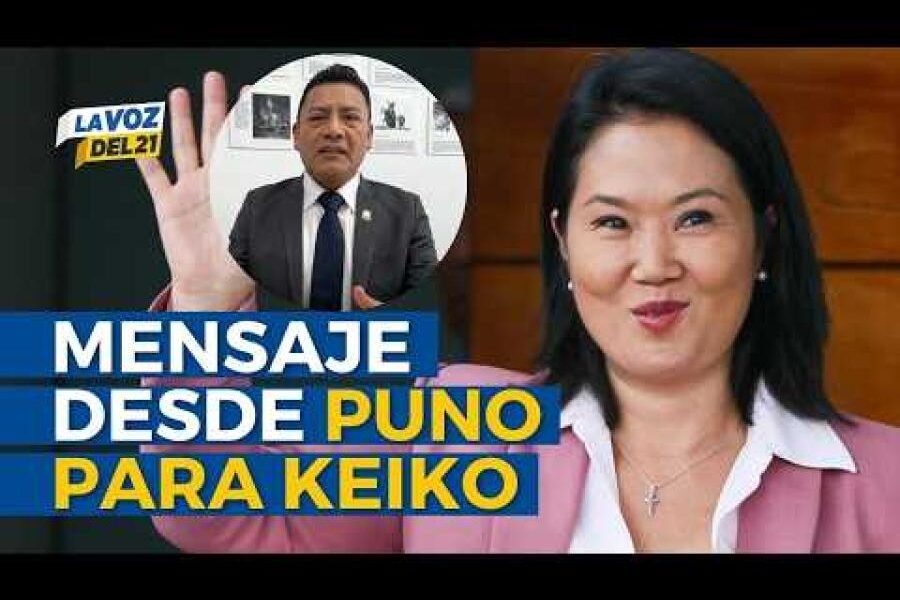 El alcalde de Puno, Javier Ponce, y la líder política Keiko Fujimori aparecen en una imagen que ilustra el mensaje de diálogo por el desarrollo. Foto de: Perú21