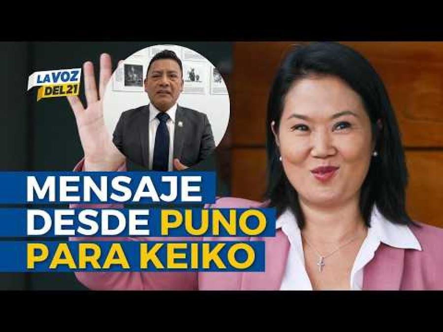 El alcalde de Puno, Javier Ponce, y la líder política Keiko Fujimori aparecen en una imagen que ilustra el mensaje de diálogo por el desarrollo. Foto de: Perú21
