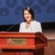 La política peruana Keiko Fujimori se dirige a una audiencia durante un evento relacionado con el Jurado Nacional de Elecciones. Foto de: Perú21