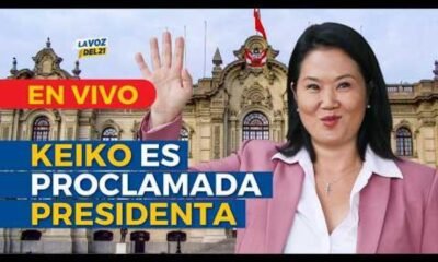 proclamación Keiko Fujimori — Una imagen promocional muestra a Keiko Fujimori con un mensaje sobre su proclamación como presidenta del Perú. Foto de: LAYOZ DEL21