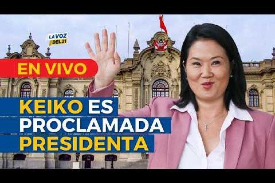 proclamación Keiko Fujimori — Una imagen promocional muestra a Keiko Fujimori con un mensaje sobre su proclamación como presidenta del Perú. Foto de: LAYOZ DEL21